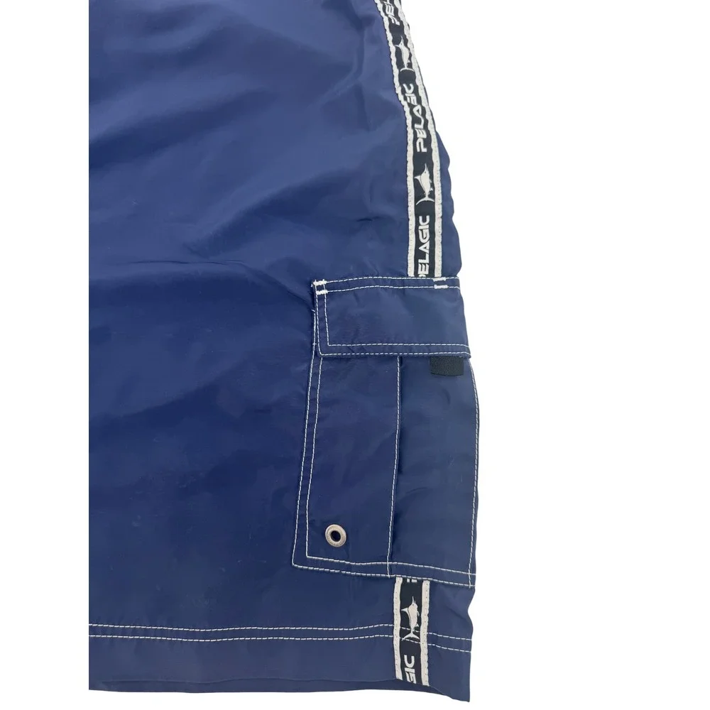 Pelagic Black Fin Shorts Mens 40 Navy Blue Board Shorts Fishing Cargo Style 201